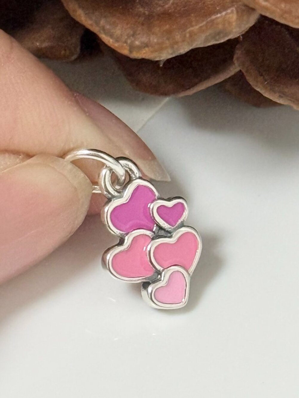 Enamel Lots of Love Charm Sterling Silver Dangle